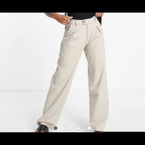 Sand color tailored straight leg pants